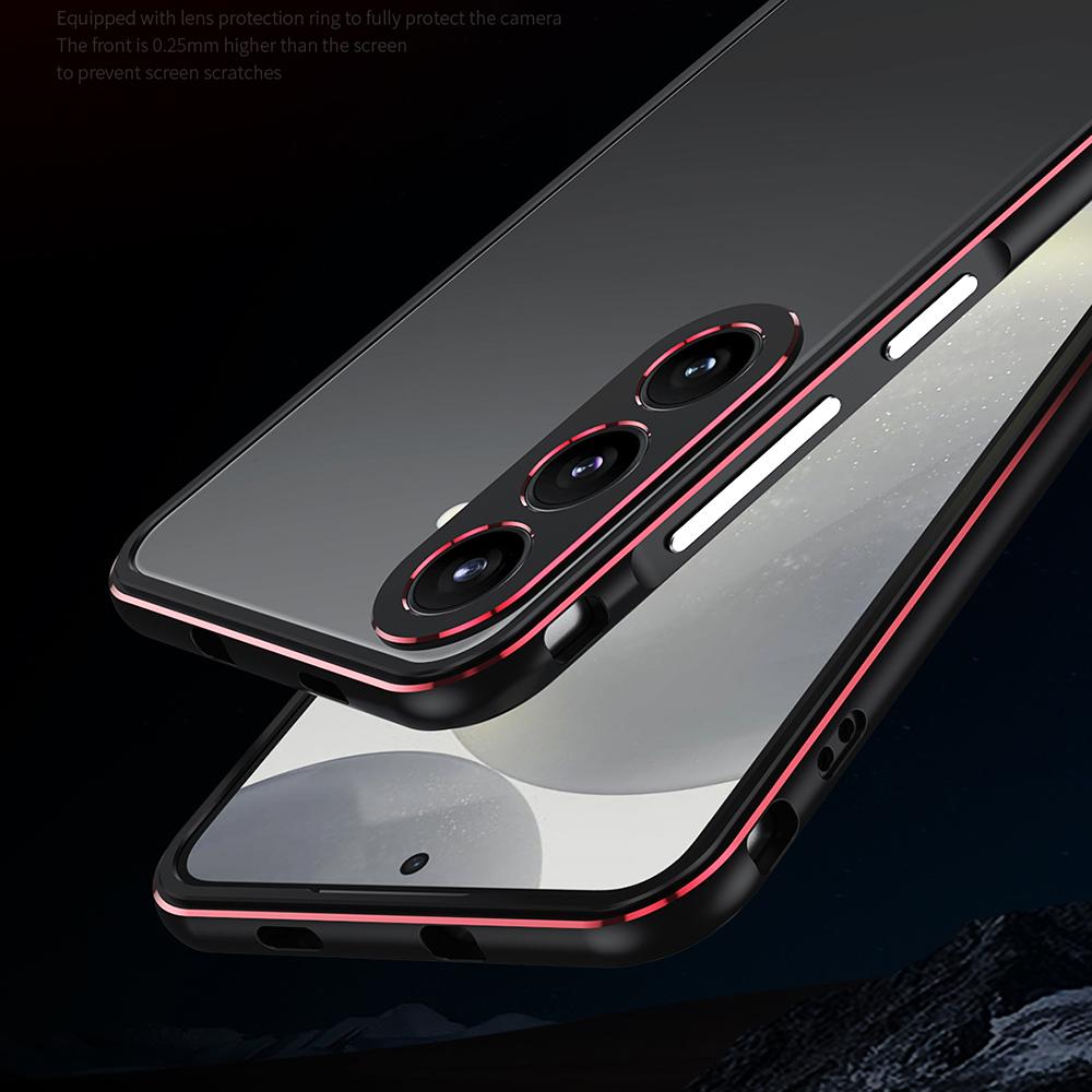 For Samsung Galaxy S24+ Bumper Case Metal Frame No Back Design Phone Shell with Camera Lens Cover