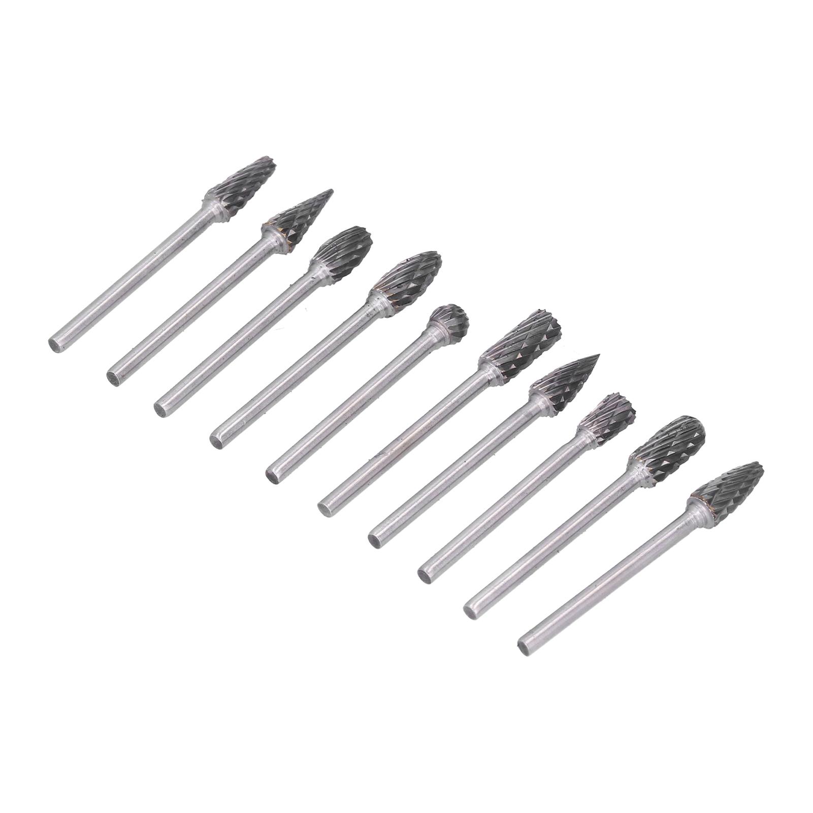 

10 шт. Вращающаяся фреза Шлифовальная головка Бор Карбидная шлифовальная насадка Набор сверл для дерева и пластика