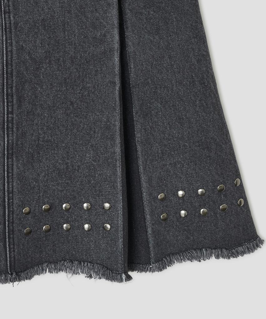 Taibseobiseu Stud Denim Panel Skirt [Black]