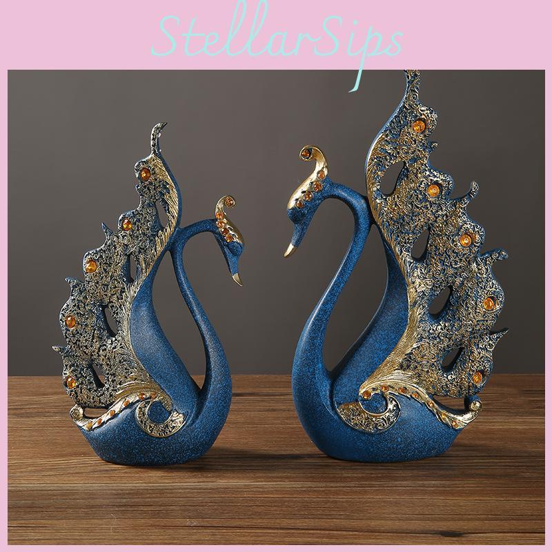 Modern Minimalist Swan Couple Resin Sculpture For Home Office Living Room Dcor