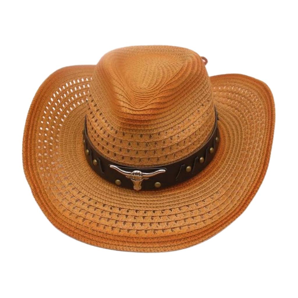 Western Cowboy Straw Hat Men And Women Ethnic Spring And Summer Travel Windproof Sunscreen Straw Hat