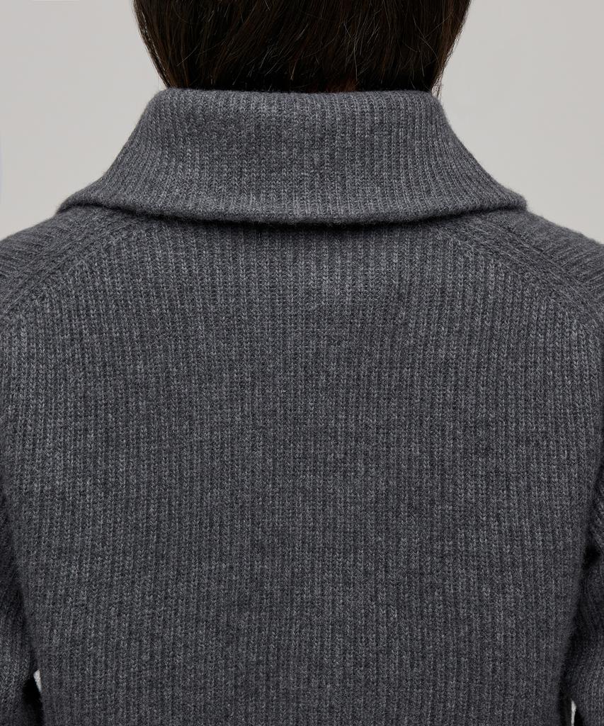 MUSINSA STANDARD WOMAN Women'S Lambswool Ribbed Knit Half Zip [Medium Grey]