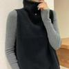 Dámská vlněná vesta plus size - Pletený svetr s vysokým límcem v korejském stylu
