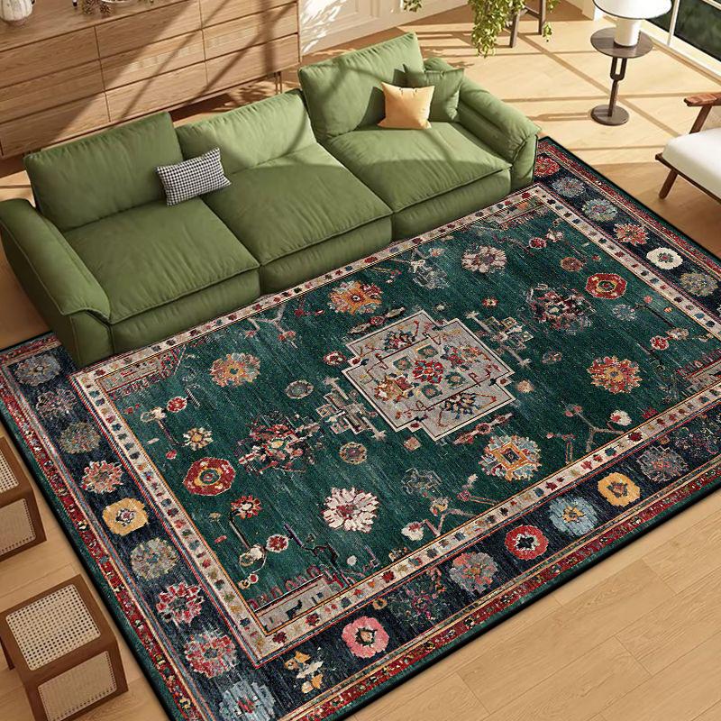 Persian Style Border Design Living Room Rug Soft Antiskid Bedroom Decor Carpet Easy Cleaning Entrance Door Mat Machine Washable