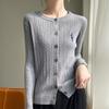 Spring and Autumn Women's Knit Sweater Round Neck Cardigan Sweater Twist Jacket