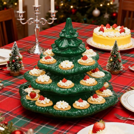 Декоративна тарілка для фаршированих яєць у формі різдвяної ялинки, зелена смола, багаторазовий святковий тримач для яєць для фаршированих яєць, святкова центральна прикраса