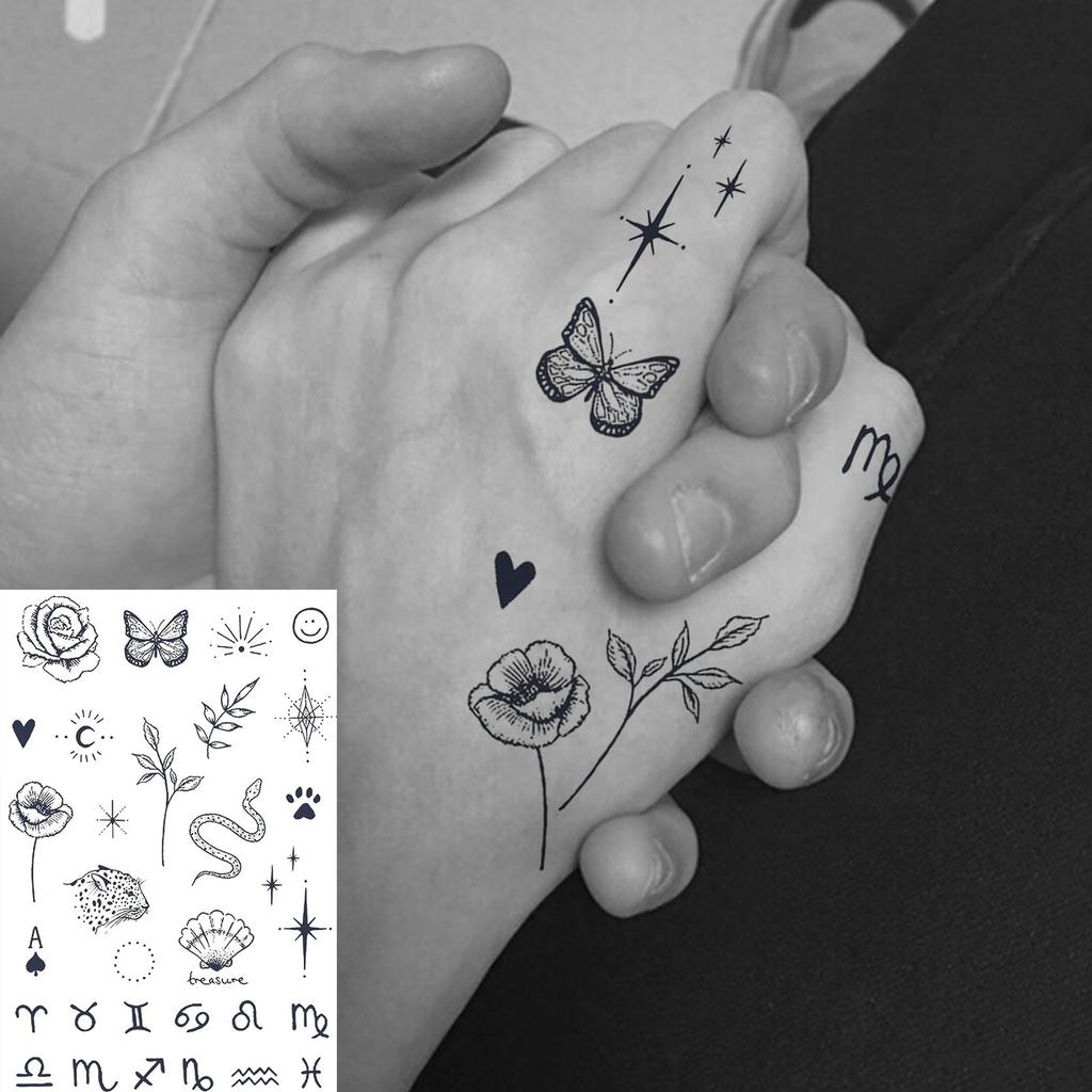 1 Foglio Tatuaggi Temporanei Tigre Falce Farfalla Per Dito Collo Adulto, Adesivi Tatuaggio Finto Temp Lunga Durata Realistico