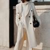 Lapel Double Breasted Woolen Suit Jacket Long Sleeve Solid Color Long Woolen Elegant Coat Female Clothing