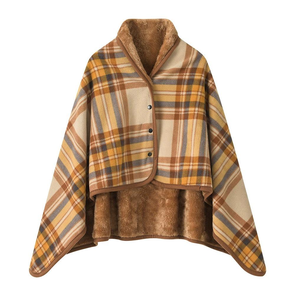 Keep Warm Wearable Shawl Blanket Winter Thick Plaid Blanket  for Women and Office Use