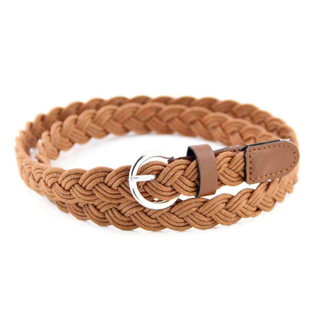 

7 Color Women PU Belt Hot Fashion Vintage Womens Braided Belt Rope Braid For Female Elegant Dress Modeling света загар