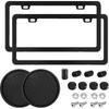 Black 2 Pack License Plate Frame For Car Matte Metal Aluminum Rust-Proof License Plate Holder Cover Gloss Black Front Rear Number Tag Frame For Men