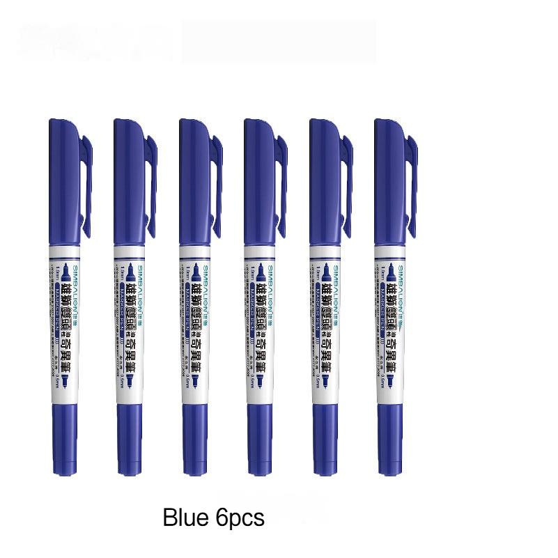 6/12Pc Box High Quality Waterproof Permanent Marker Pen Dual Tip 0.5/1.0MM Quick Dry Art Marker Student School Office Stationery
