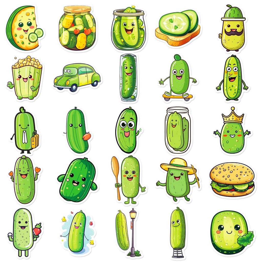 50 Sour Cucumber Pickle Cartoon Stickers DIY Suitcase Notebook Water Cup Decoration Stickers
