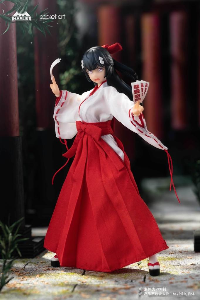 HASUKI POCKET ARTS Série PA005 Exorcistická kněžka Tsubaki měřítko ABS a PVC malovaná akční figurka 1/12 látka,