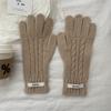 Y2k Lady Finger Gloves Windproof Solid Color Gloves Kawaii Korean Knitted Gloves  Autumn