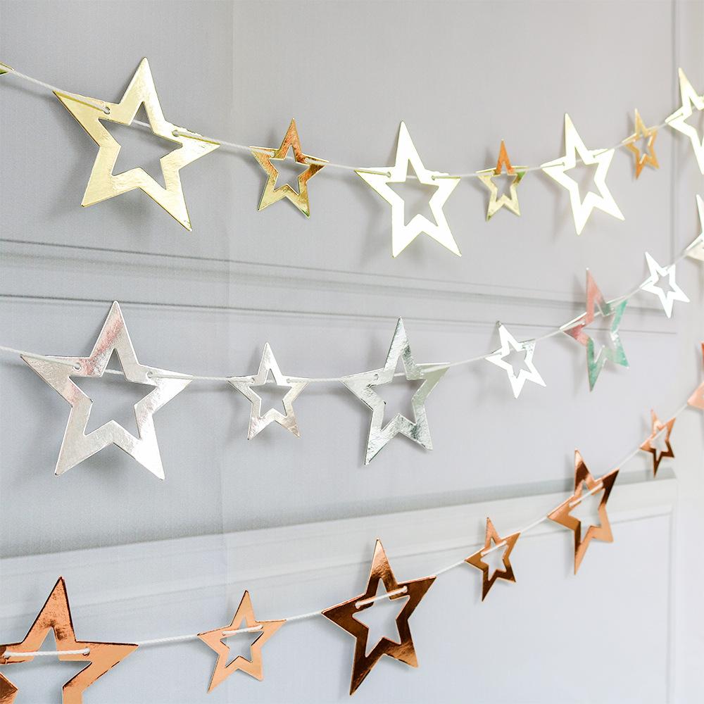 Hollow Five-pointed Star Paper Garland For Birthday Christmas Party Decorations