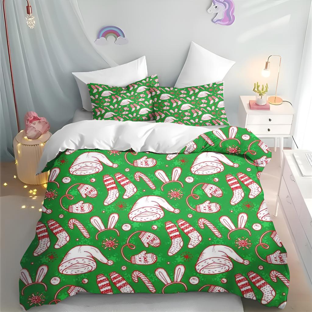 Christmas Quilt Cover, Cartoon Anime, Duvet Printed Comforter, Polyester Bedding, Twin Size, Children Gift, Various Sizes