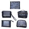 Large Capacity Black Mesh Handbag Makeup Bag Cosmetic Organizer Toiletry Bag Cosmetic Storage Bag