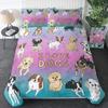 Cute Dogs Print Bedding Set Puppy Animal Duvet Cover Set 2/3 Pcs Watercolor Pastel Dog Paw Comforter Cover Pug Dog Lover Bed Set