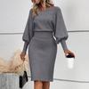 Women's Fall And Winter Fashion Sexy Slim Waisted Package Hip Dating Long Sleeve Dresses