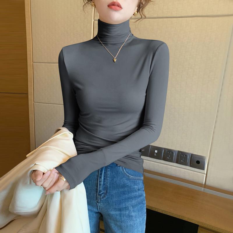 Modal High Neck Turtleneck Base Layer for Women: Elegant Long Sleeve Top for Spring, Autumn, Winter
