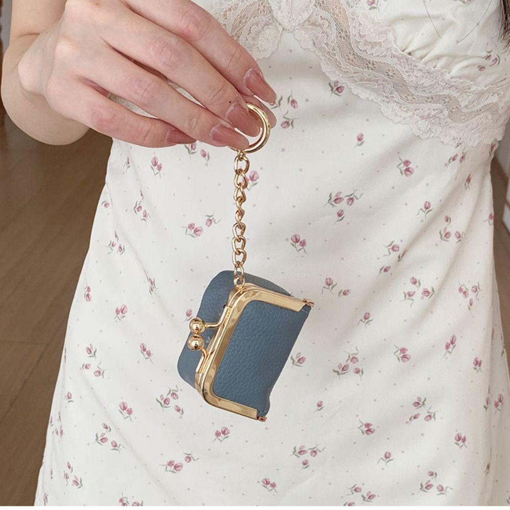 Mini Kiss Lock Coin Purse With Keychain Small Item Bag Leather Jewelry Bag  Jewelry Storage