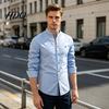 Chemise de Célébration Traditionnelle Formelle Homme Chemise Oktoberfest Coupe Ajustée Col Mao Costume Facile d'Entretien Repassage Facile Haut Manches Longues pour Festival de Biergarten