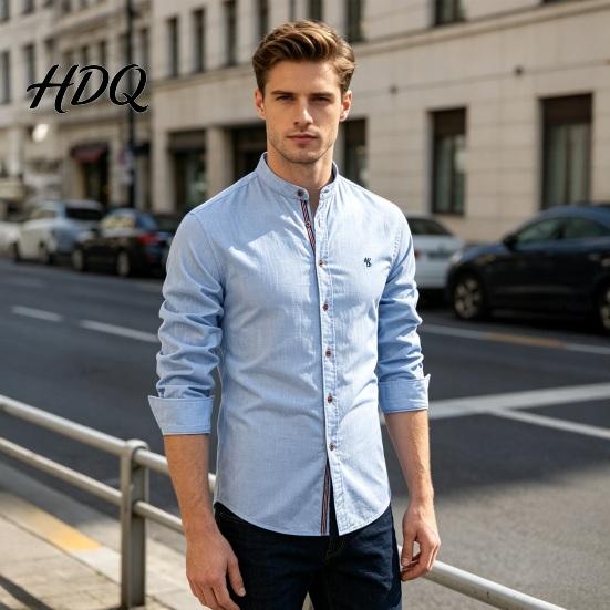 Chemise de Célébration Traditionnelle Formelle Homme Chemise Oktoberfest Coupe Ajustée Col Mao Costume Facile d'Entretien Repassage Facile Haut Manches Longues pour Festival de Biergarten