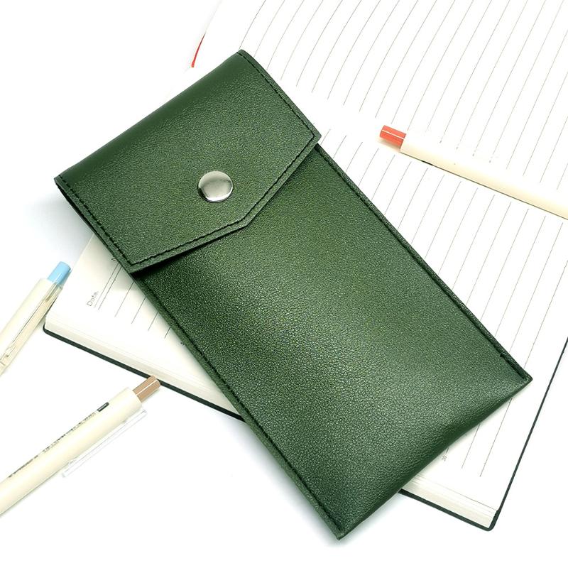 Pu Leather Pencil Case Storage Bag Student Glasses Portable Stationery Bag Large-Capacity Business Office Pen Storage Bag