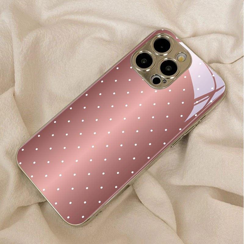 Simple and Sweet New Electroplated Silver Phone Case with White Polka Dot Pattern for iPhone 17 16 15 14 13 12 11 etc