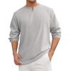 Men's Summer Solid Color Cotton And Linen V-neck Loose Long Sleeve Tops Men's Casual Fashion Long Sleeve Tops