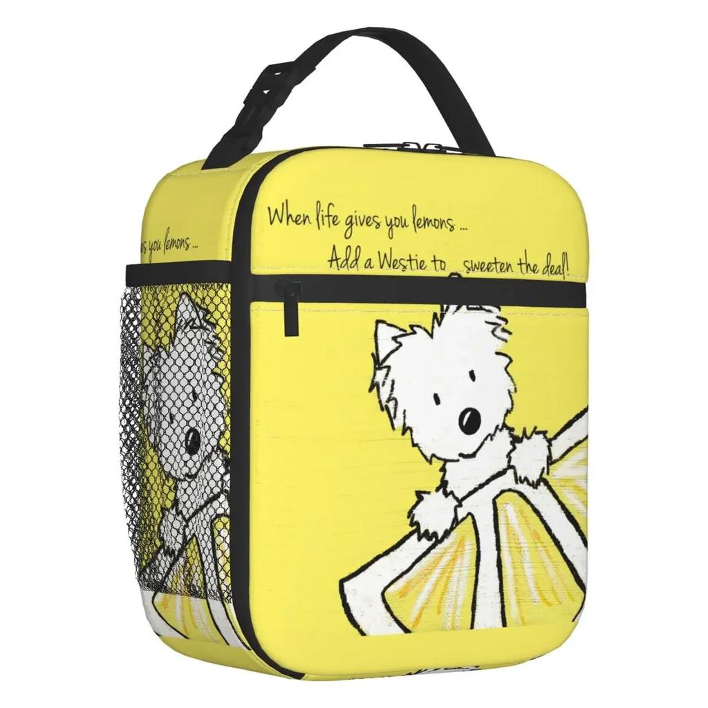 Cute West Highland White Terrier Dog Insulated Lunch Bag Leakproof Westie Puppy Cooler Thermal Lunch Box Office Picnic Travel
