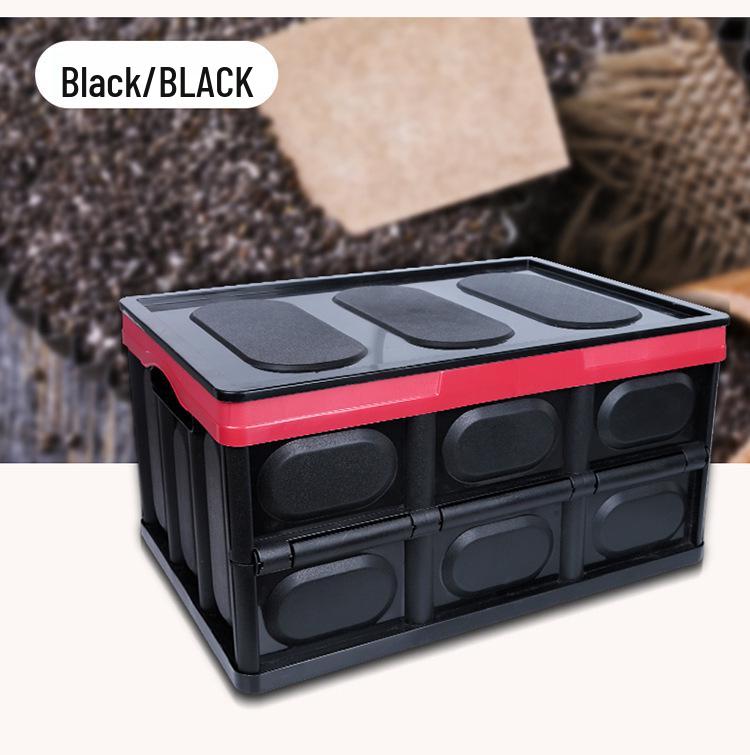 Portable Dual-Use Car and Home Folding Storage Box with Wooden Lid