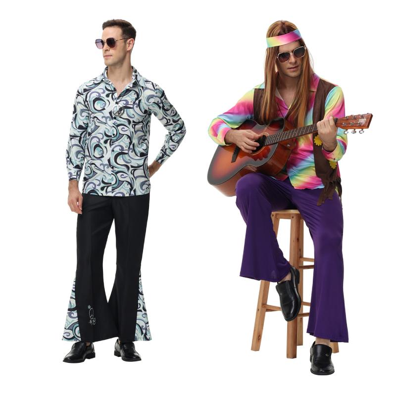 Vintage Halloween Disco Costume Set Cosplay Hip Hop 70s Hippy Parties Theme