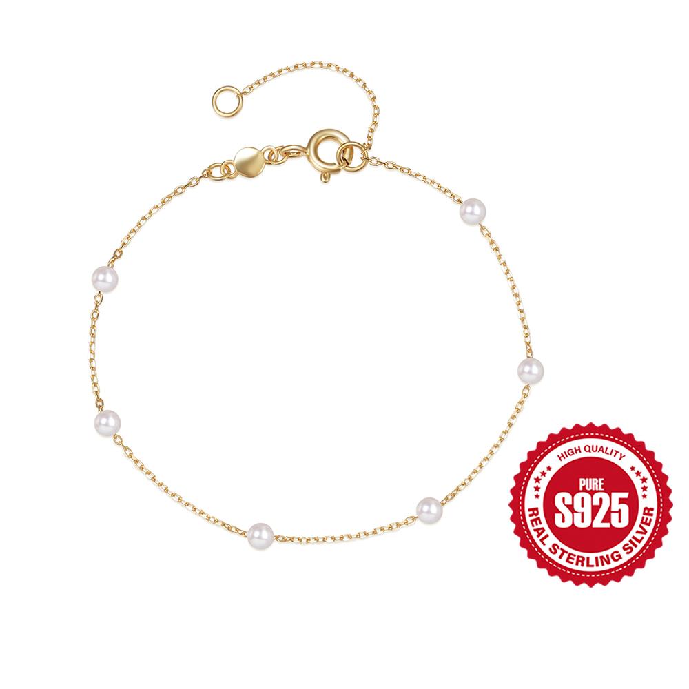 CANNER Real S925 Silver Mini Zircon Flower Pendant Bracelet Chain for Women's Fine Jewelry Gifts Gold Bracelets Bangles