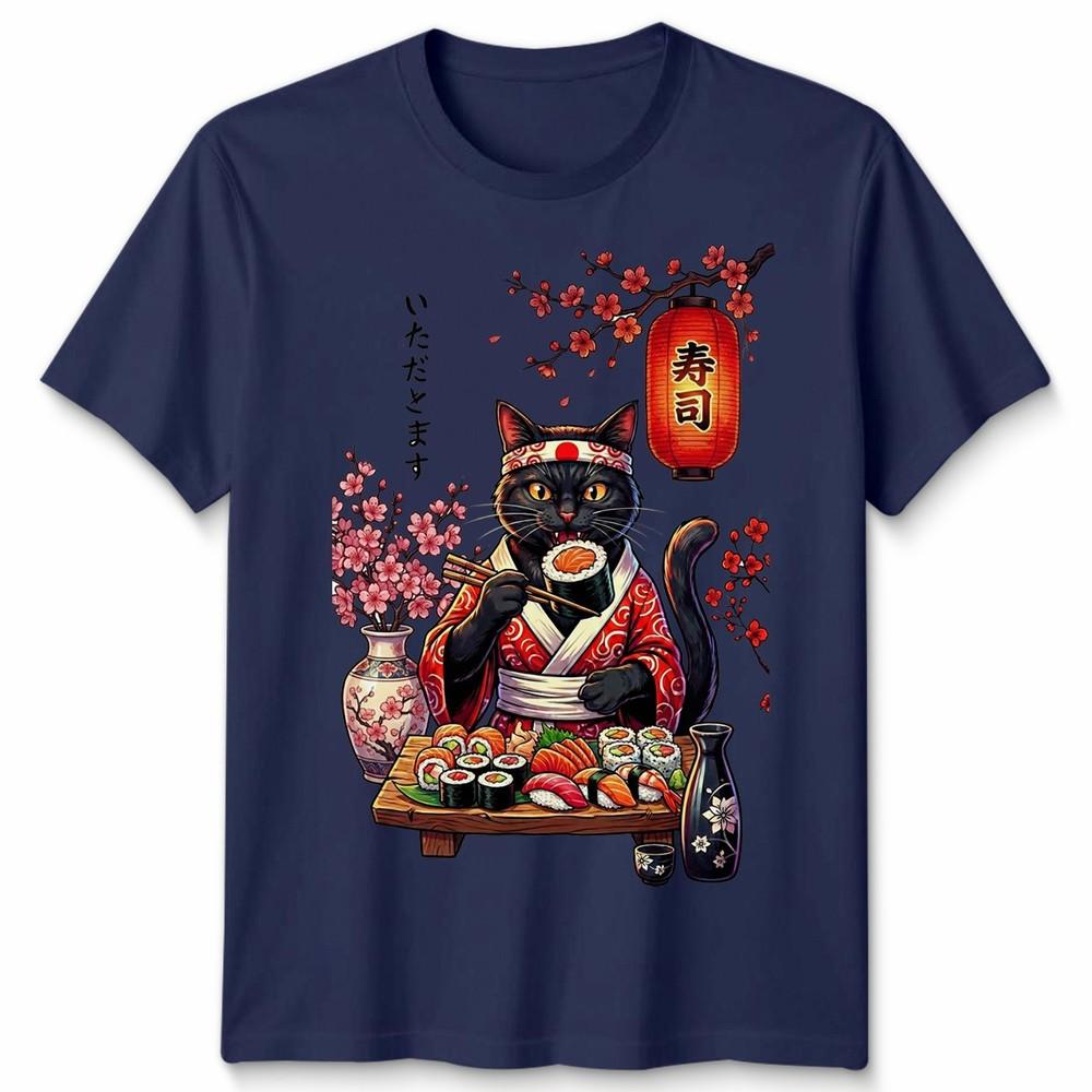 Japanese Sushi Cat Kitten Anime Unisexga Unisex T Shirt Unisexs Unisexs Tee