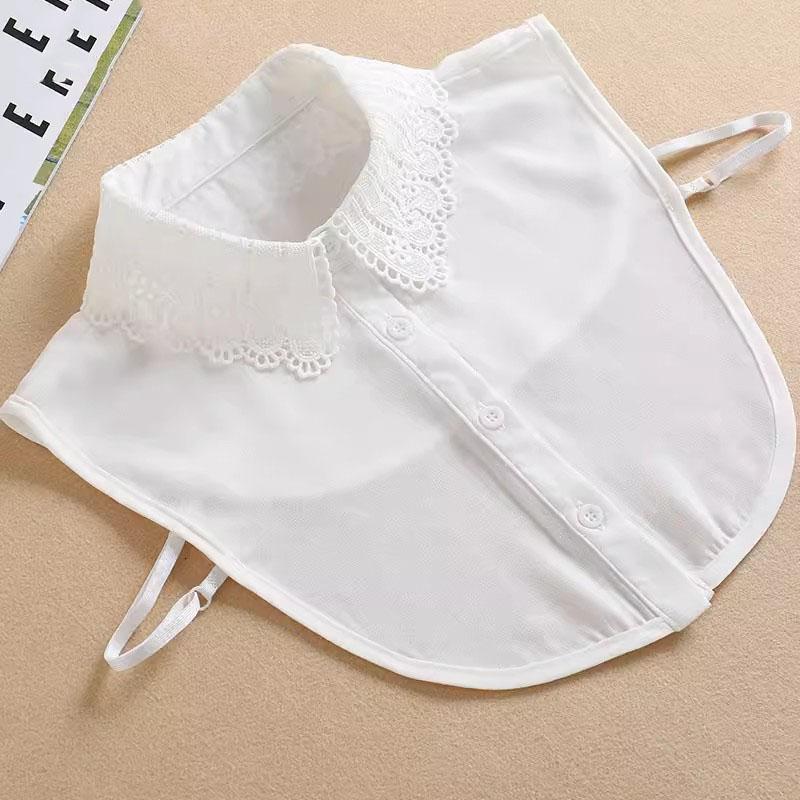 Elegant Lace Fake Collar Shirt White Chiffon Detachable Collar Fake Women False Collars Woman For Ladies Sweater Half Shirt Tie