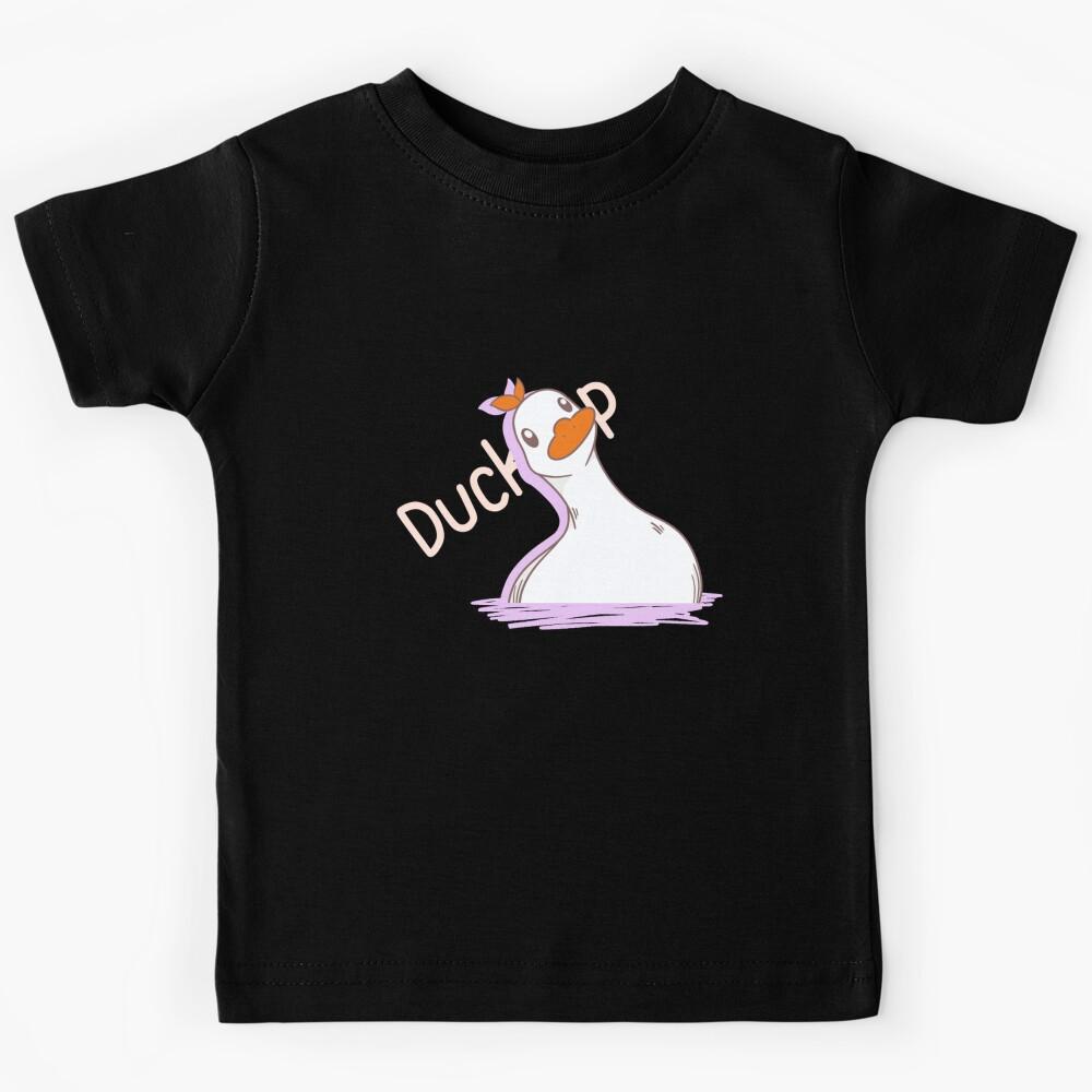 Whimsical Glitch Effect Cute Duck Portrait Kids T-Shirt 160