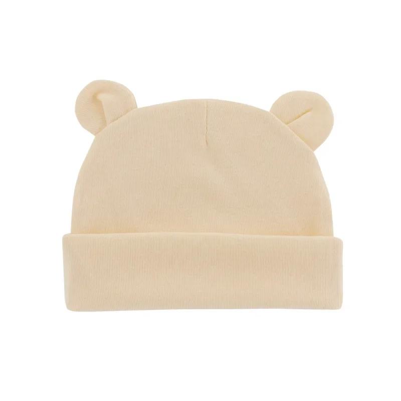 

Soft Newborn Hat Baby Beanie Cotton Infant Bonnet Baby Cap for Girls Boys Kids Hats Newborn Photography Props Accessories 0-12M бежевый
