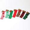 Women with Bow Accent for Women Girls Christmas Socks Knee-High Over-the-Knee Elegant Red & Green Striped Long Socks