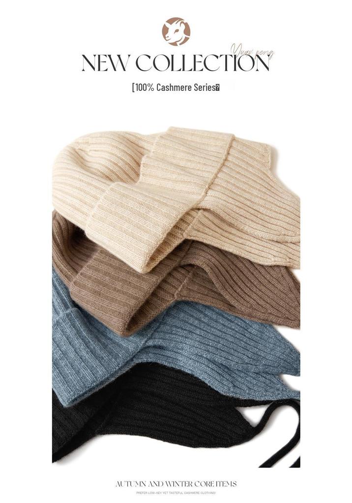 Autumn/Winter Pure Cashmere Earflap Knit Hat - Retro, Warm, Cold-Proof.