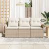 3 Piece Sofa Set with Cushions Beige and Cream Poly Rattan