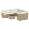 Ensemble de canapé de jardin 9 pièces avec coussins Beige Poly Rotin, Canapé de jardin 2 places avec rangement et coussins 3353970