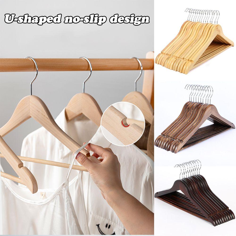 High-Grade Natural Wooden Shirt Coat Hangers Garments Clothes Trouser Bar