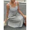 Damen Freizeitmode Quadratischer Ausschnitt Ärmellos Color Block Gestreift Hohe Taille Langes Kleid