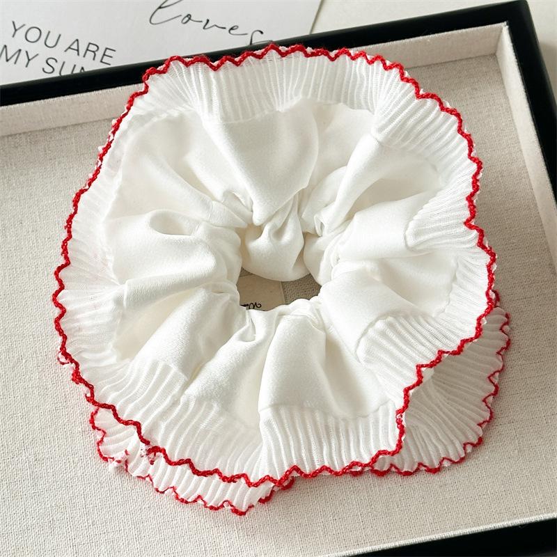 15cm Big Grid Lolita Scrunchies for Women Elastic Hair Bands Ponytail Holders Tie Solid Color Hair Hoop Scrunchy Girl Hair Ring