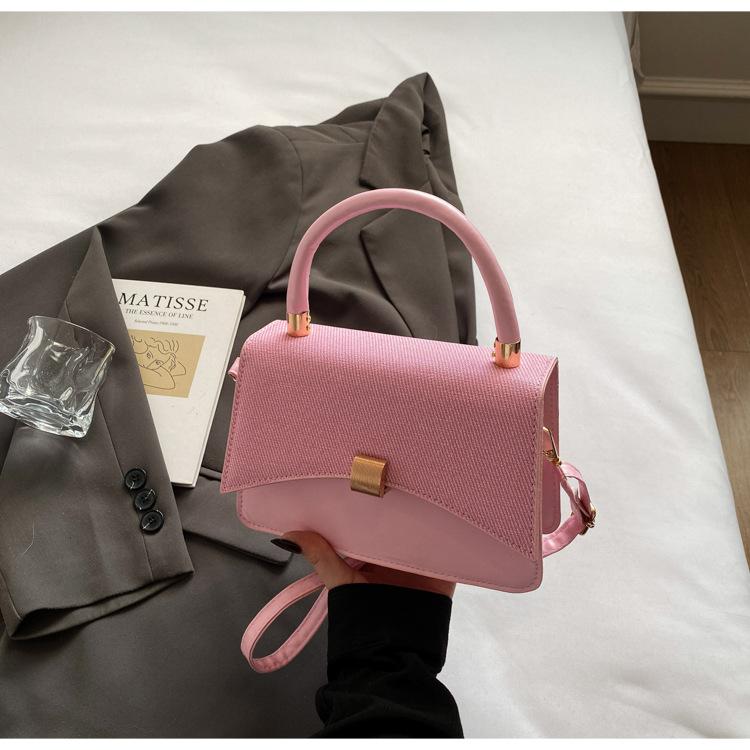 Fresh and simple women's texture 2025 summer new casual temperament splicing single shoulder crossbody portable small square bag bar