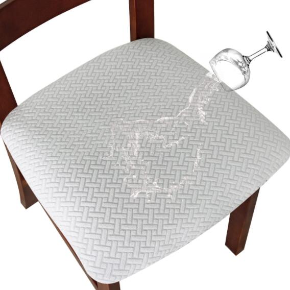 Jacquard Waterproof Stretch Chair Seat Cover Removable Elastic Upholstered Dining Chair Cushion Slipcovers Washable Seat Covers