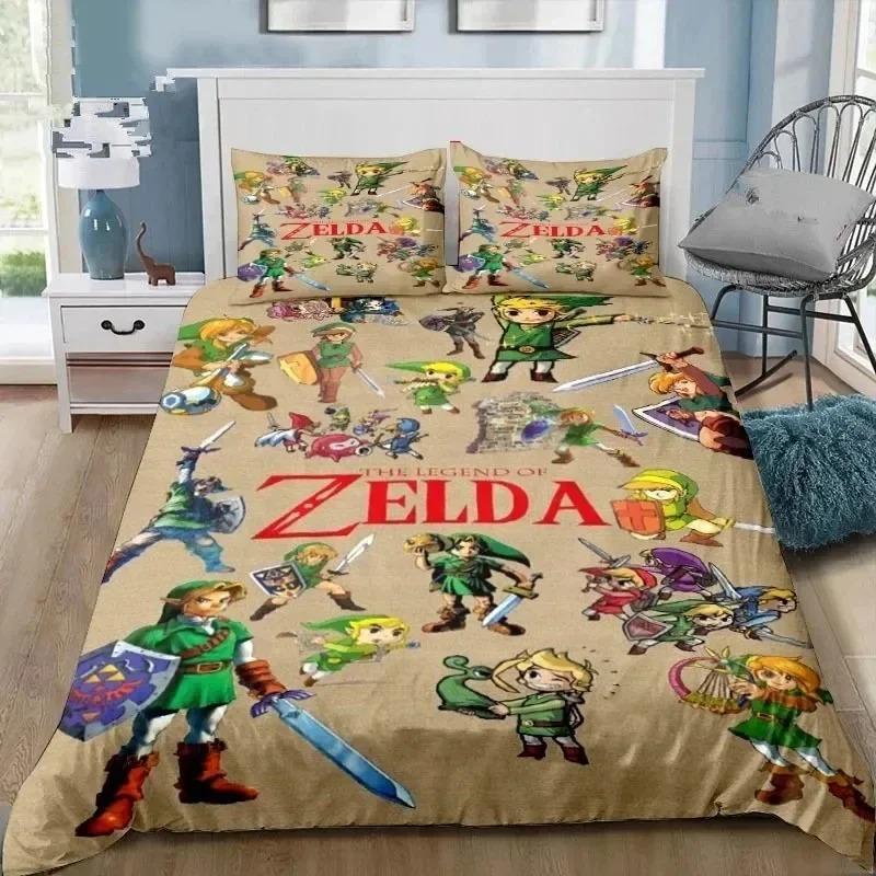 Cartoon Zeldas Series Bedding Set Duvet Cover Bed Set Quilt Cover Pillowcase Comforter King Queen Size Boys Adult Bedding Set