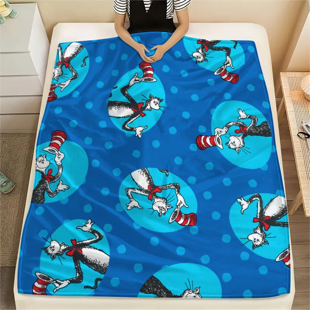 De Kat met de Hoed, patroon Flanellen Deken, Hoge kwaliteit Comfortabel voor Alle Seizoenen, Woondecoratie, Warmte en Comfort, Perfect voor Cadeaus.
